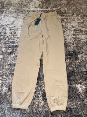Beige Women's Drawstring Jogger Pants